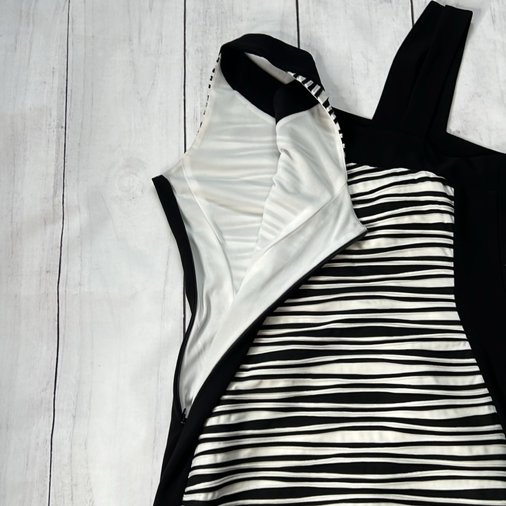 Joseph Ribkoff Womens Black/White Striped Bodycon Lined Dress - SZ: 12 - Picture 6 of 7
